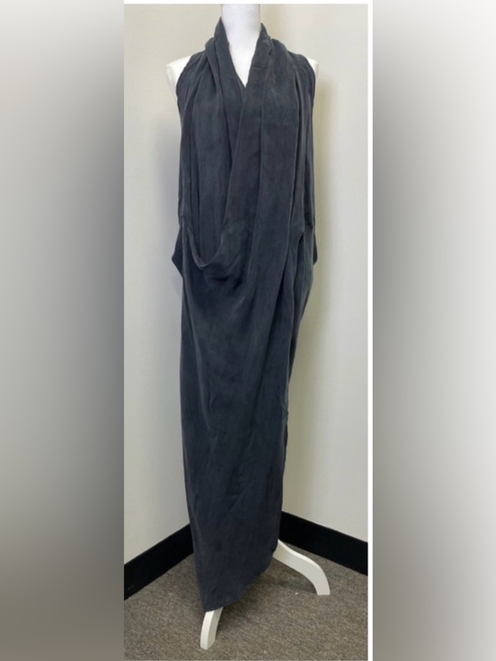 NWT KOZAN Wrap-front Tunic Dress with draping Size S Black Lagenlook